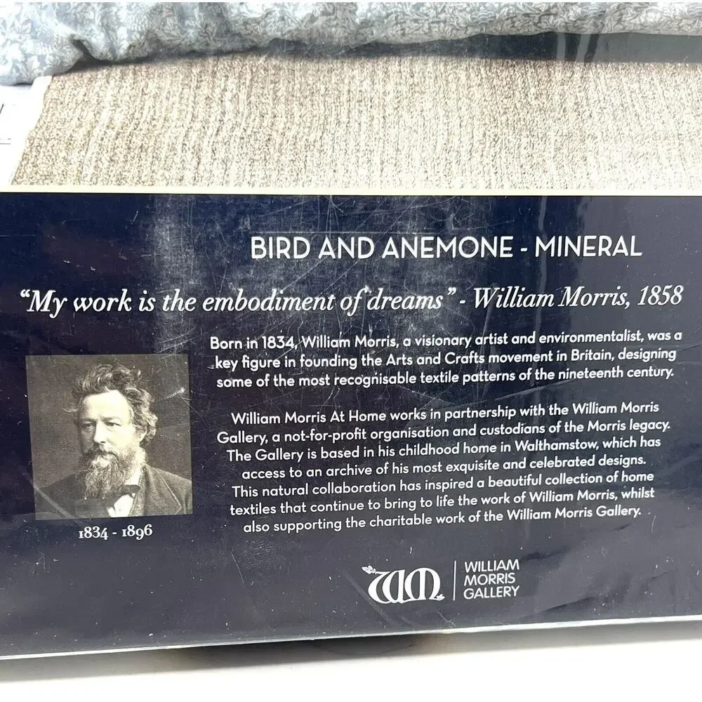 William Morris Bird Anemone Mineral QUEEN Duvet Cover Set Lt Blue NEW IN PACKAGE